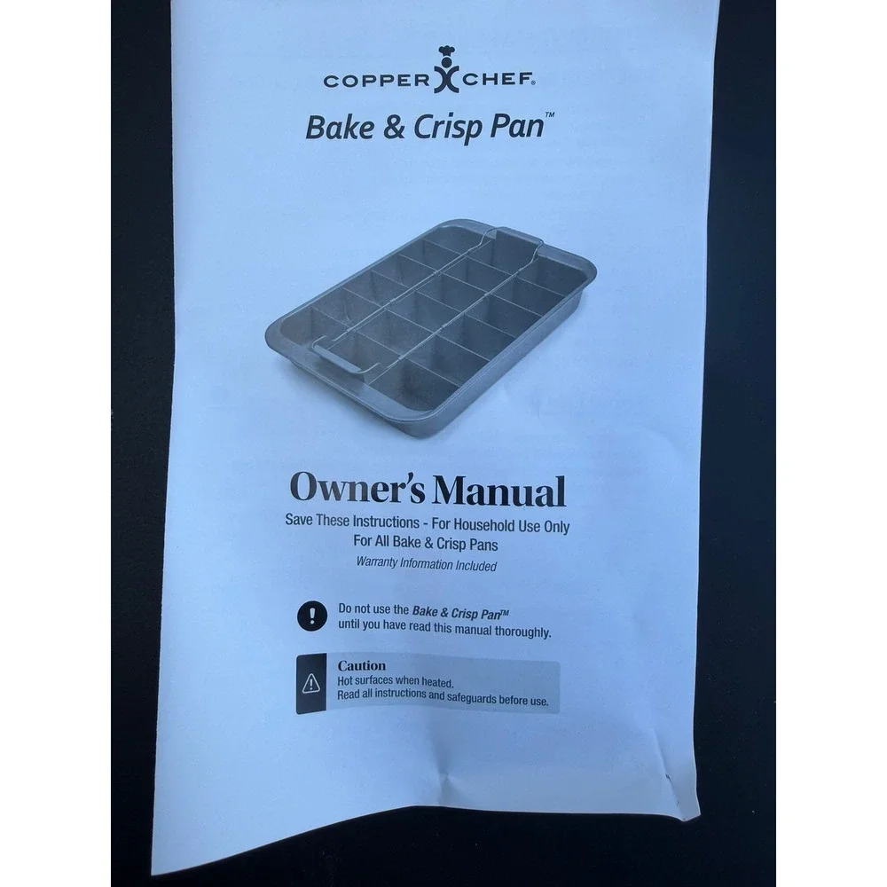 Copper Chef Bake & Crisp Pan 4 Piece Set Non-Stick Brownie Pan with Lid 11x7x2